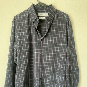 Mizzen Main Leeeward Large Trim Fit Navy striped red grey shirt